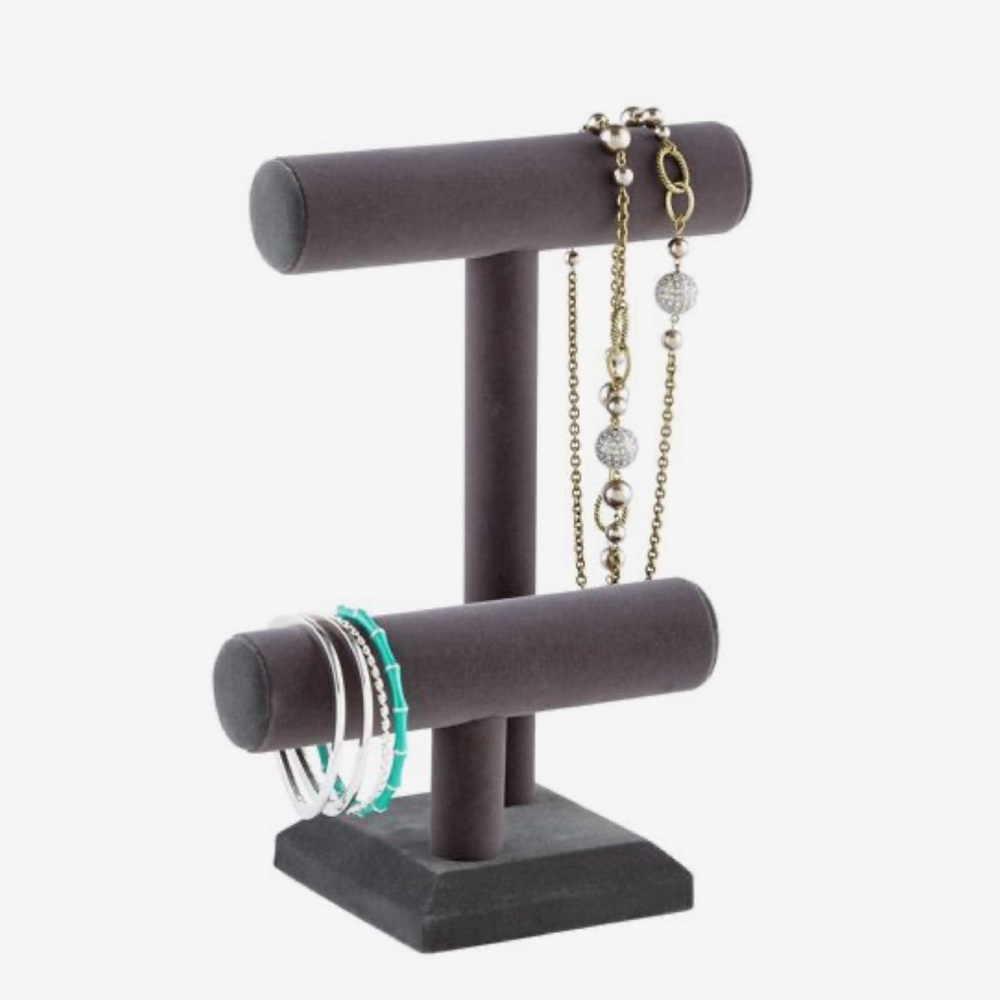 2-Tier Jewelry T-Bar Display Stand Bracelet Necklace Watch Holder